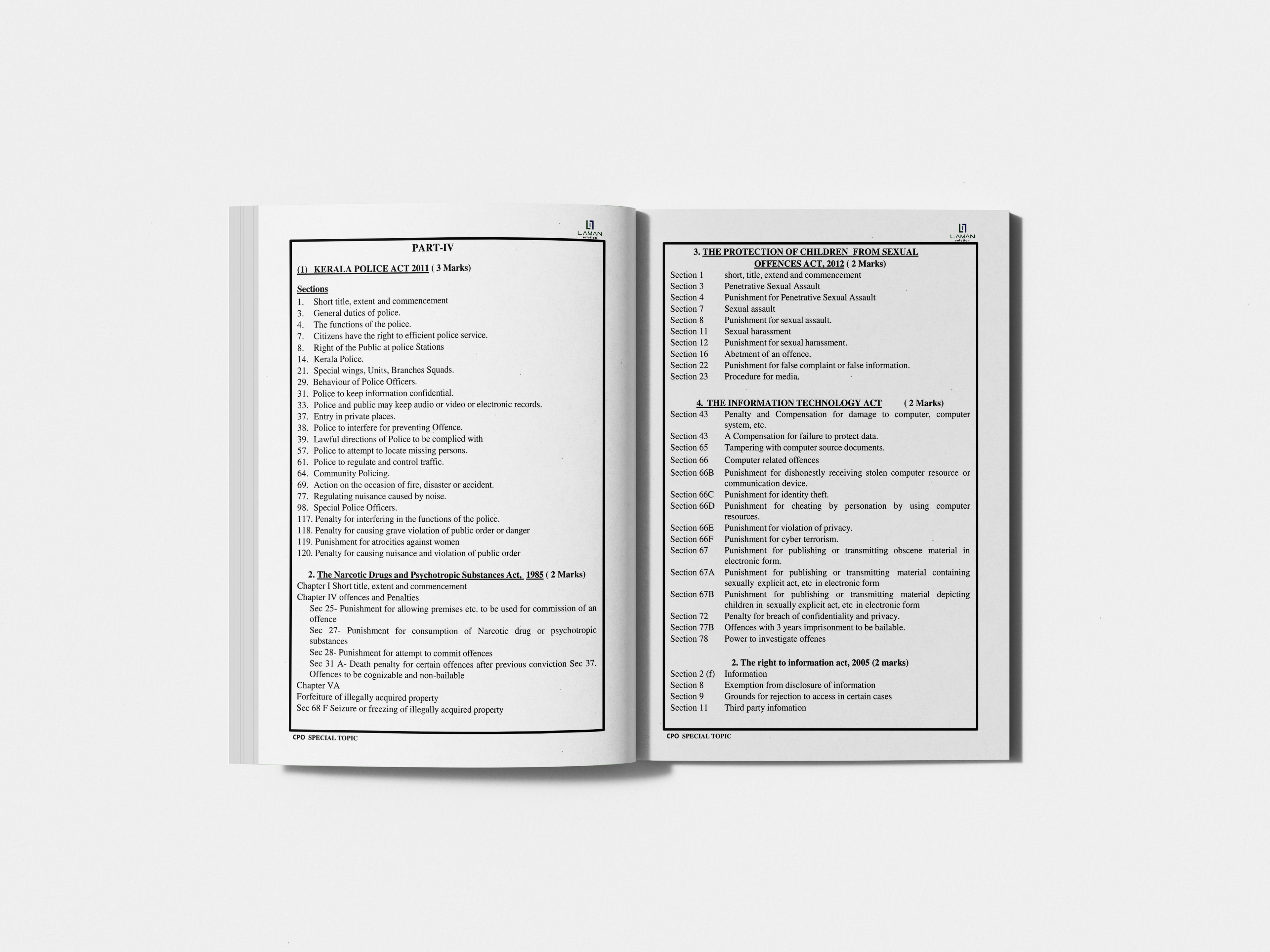 Kerala PSC Civil Police Officer (CPO) Special Topics Book